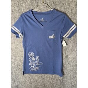 Disney Parks Disneyland Resort 2018 Minnie Mouse V-Neck T-Shirt Blue Womens XS